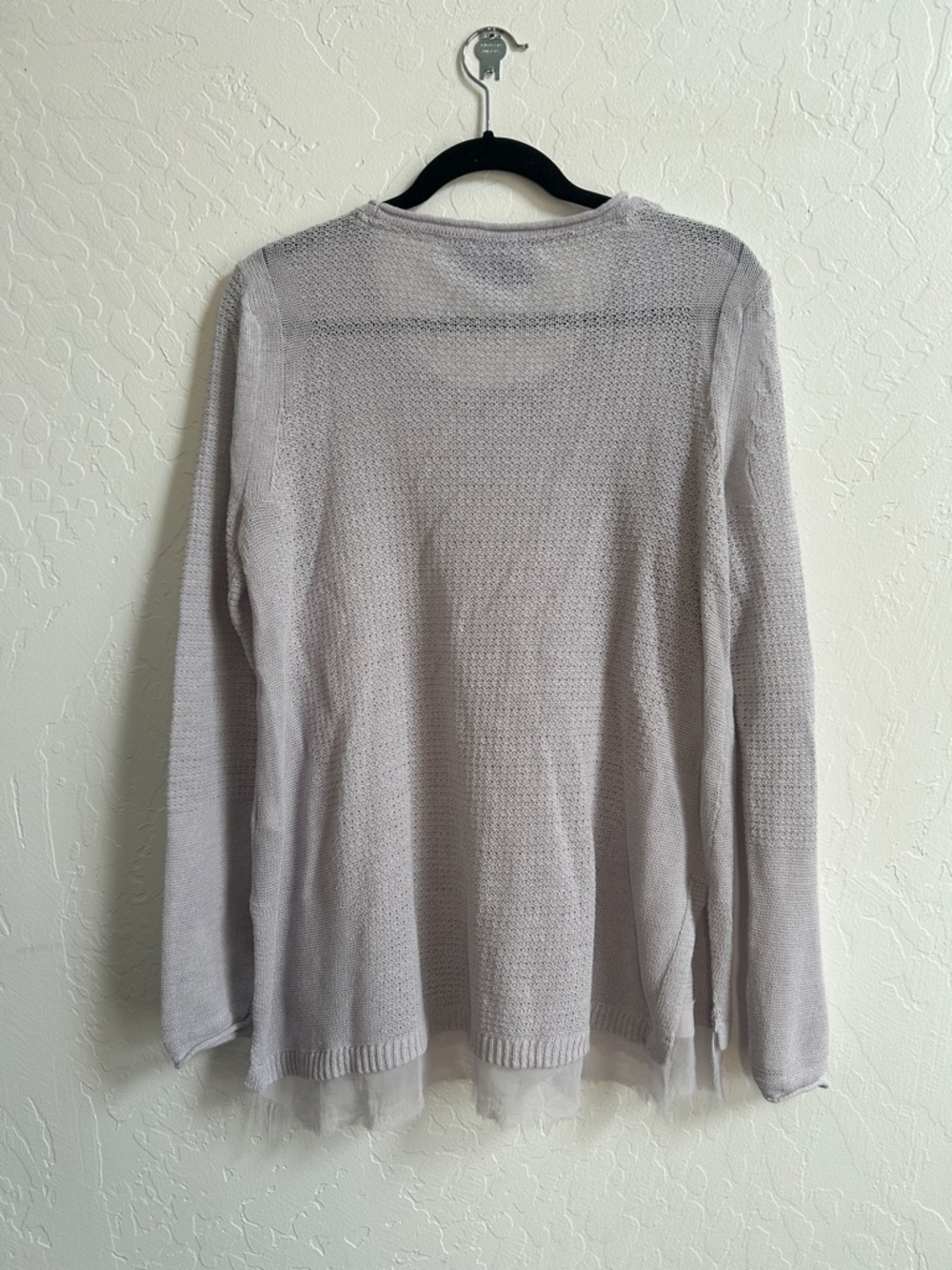 Women’s XL Vera Wang Periwinkle Scoop Neck Knit Sweater with Sheer Hem XL - Picture 3 of 6